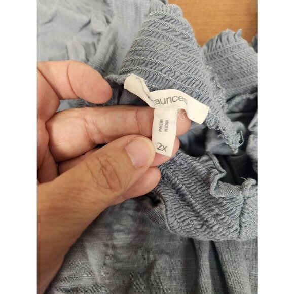 Maurices 2X Solid Smocked Off The Shoulder Top (L) - Picture 6 of 8